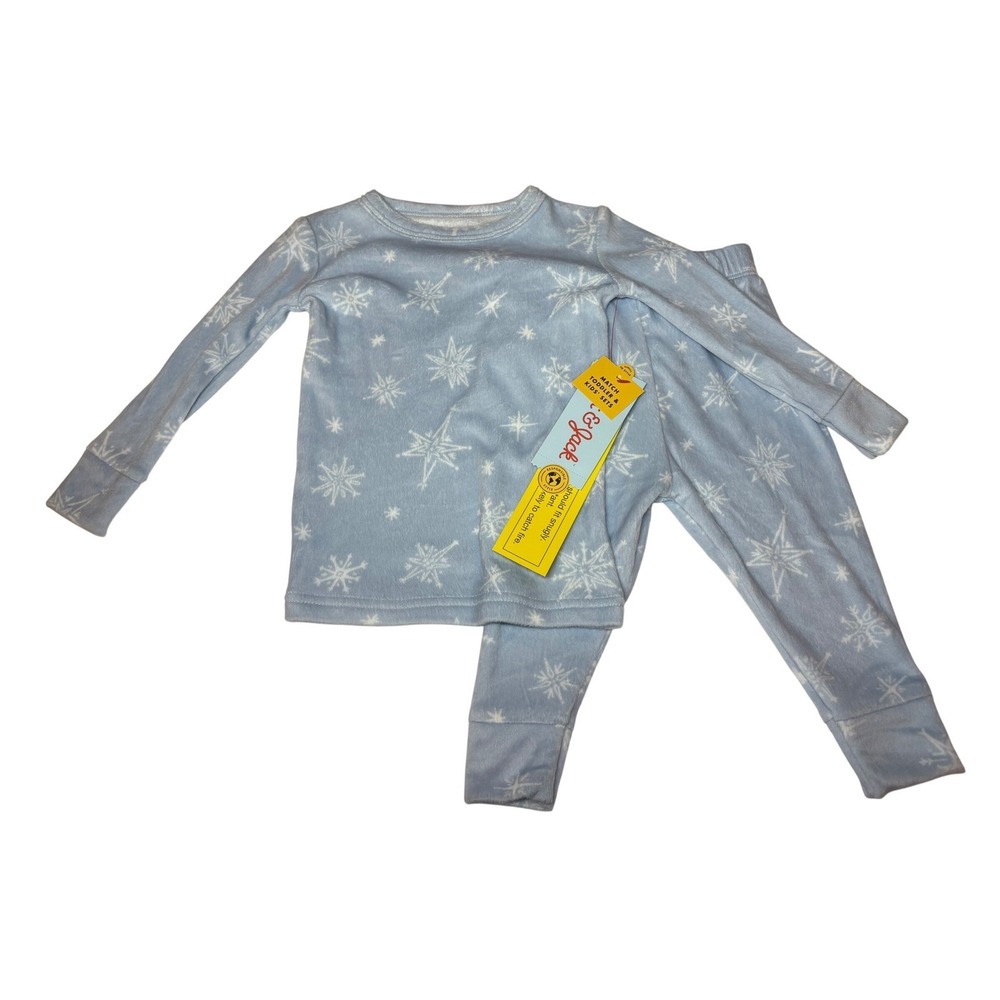 Cat & Jack NWT Baby 2T Blue Snowflake Fleece Pajama Set 2pc Sleepwear